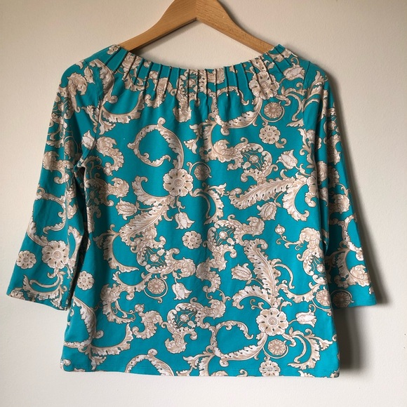 Talbots pleated scoop-neck 3/4 sleeve top - MP - Picture 7 of 14